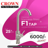Crown F1 Stainless Steel Kitchen Faucet – Durable Single Handle Sink Tap with Modern Design